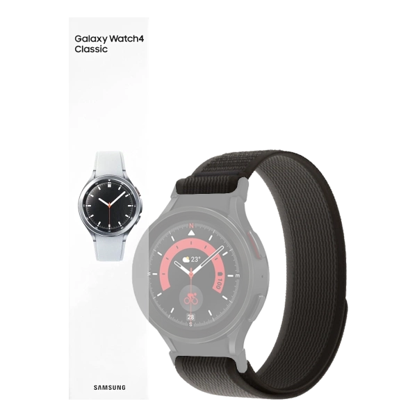 Smartwatch Samsung Galaxy Watch 4 Classic R890 46mm Srebrny + Pasek Tech-Protect Nylon Czarno-pomarańczowy