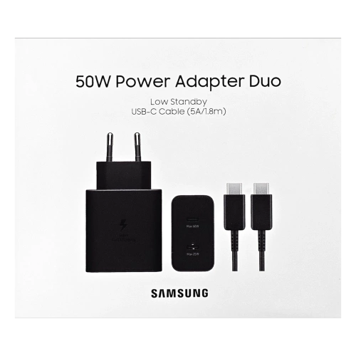 Ładowarka Samsung 50W + Kabel USB-C EP-T5020 Duo Charging Czarna