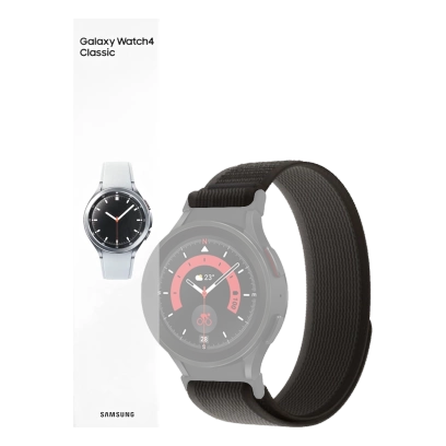 Smartwatch Samsung Galaxy Watch 4 Classic R890 46mm Srebrny + Pasek Tech-Protect Nylon Czarno-pomarańczowy