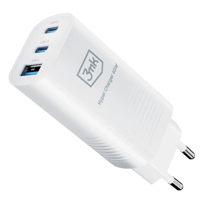 Ładowarka 3MK Hyper GaN Charger 65W 2 x USB-C + USB Biała