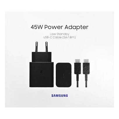 Ładowarka Samsung 45W + Kabel USB-C Czarna EP-T4511